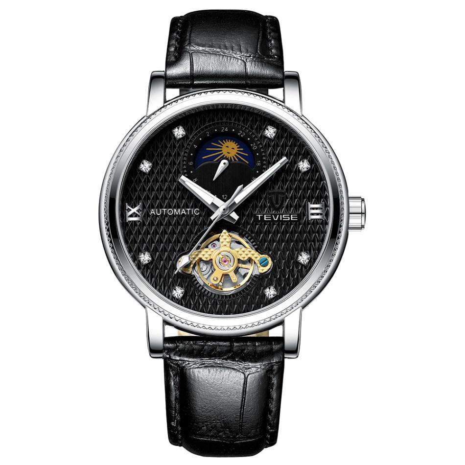 TEVISE T612 Luminous Automatic Mechanical Watches with Leather Strap