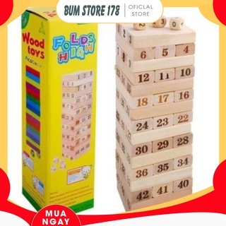 Bộ đồ chơi rút gỗ 48 thanh cho bé, thanh gỗ đều láng mịn (Size nhỏ, vừa và Size to)