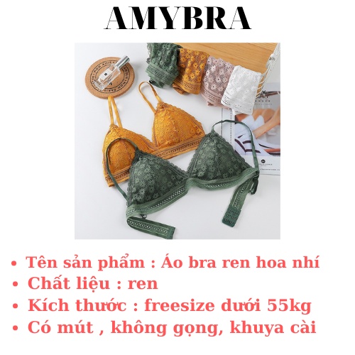 Áo Bra 2 Dây Ren Hoa Nhí - Áo Ngực Không Gọng Mút Mỏng Siêu Xinh AMYBRA B7156