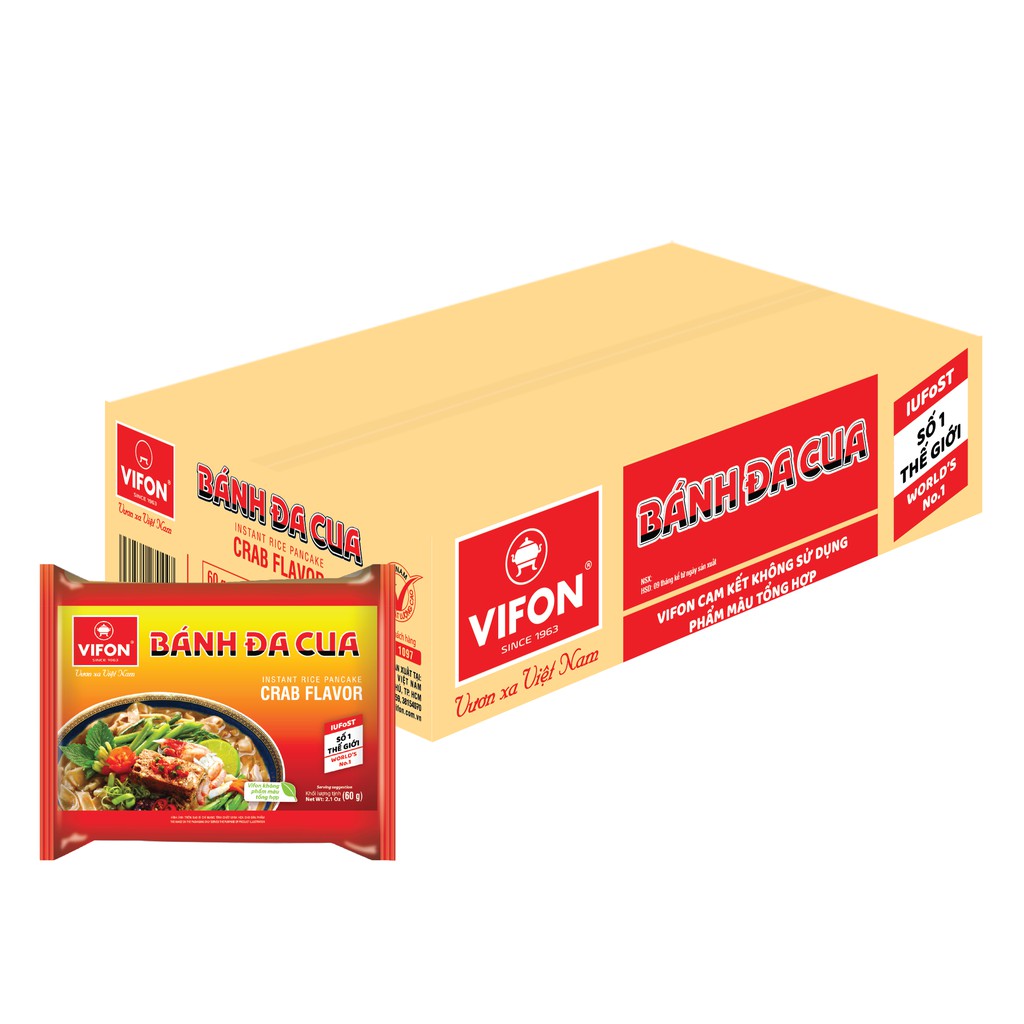 Thùng 30 Gói Bánh Đa Cua VIFON 60g/Gói