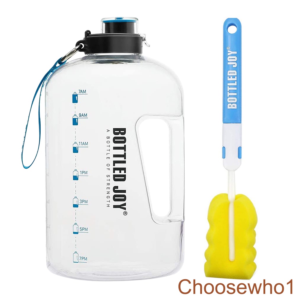 [Choosewho1] 1 Gallon Water Bottle with Time Marker Reminder Leak-Proof Large Drinking Jug for Sports Camping
