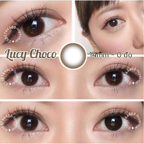 Lens Màu Nâu Tự Nhiên Không Giãn Lucy Choco 14mm - Kính Áp Tròng Hàn Quốc Vassen Sexy Me