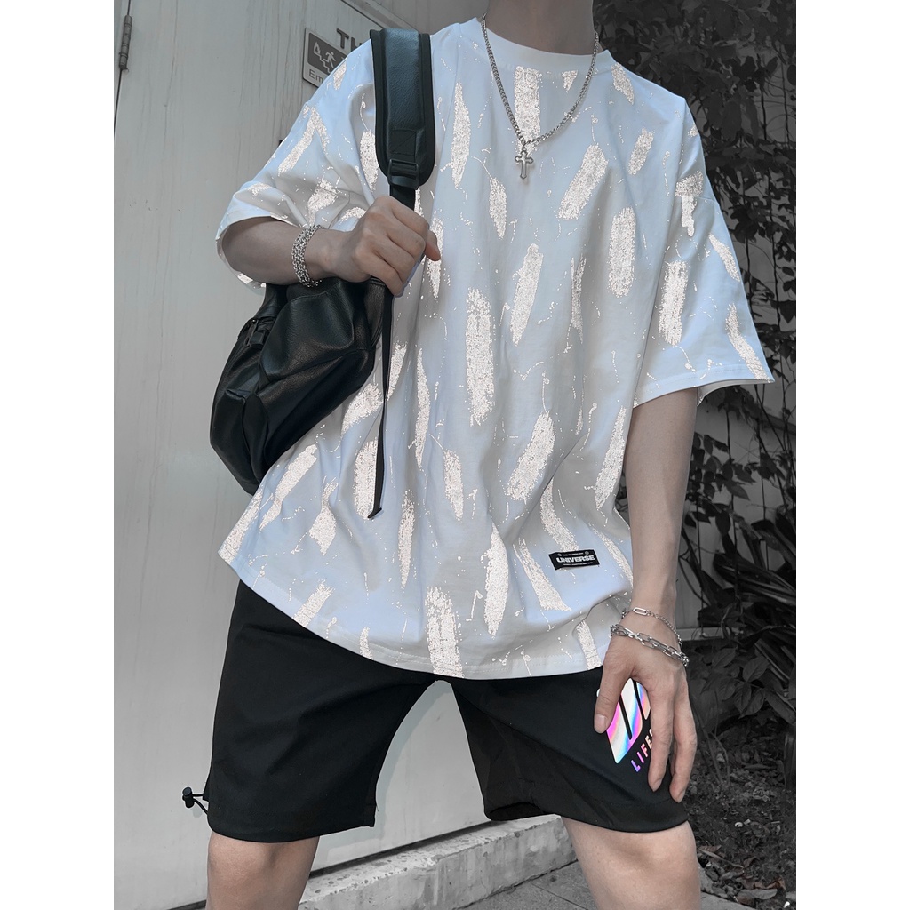 Áo thun tay lỡ MEANSTORE phông cotton Unisex nam nữ tee oversize form rộng pull Ulzzang vải mát - họa tiết phản quang