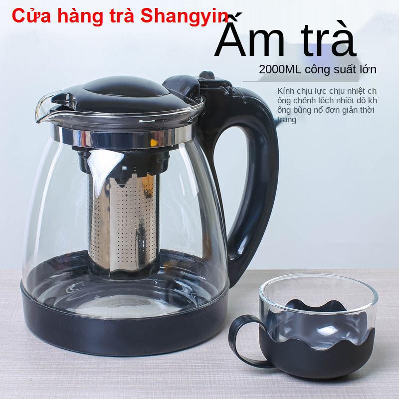 Bộ tràẤm trà thủy tinh 2000ML chịu nhiệt cao 1000ML đơn dung tích lớn Bộ hoa111