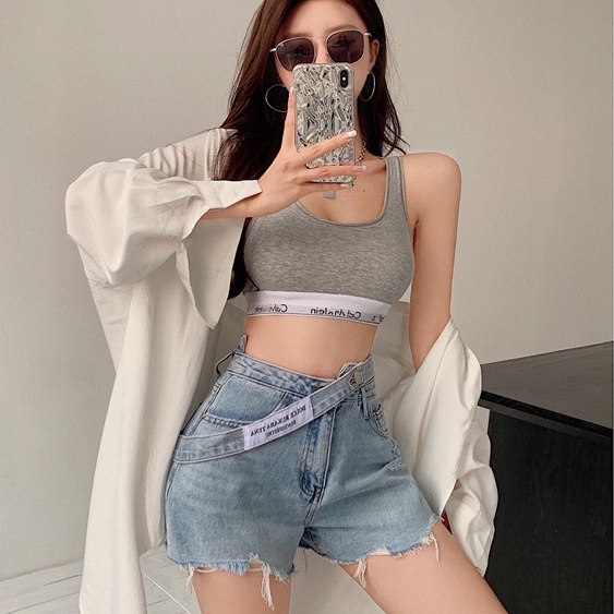Quần Short Denim Lưng Cao Ống Đứng Thiết Kế Mới Thời Trang Mùa Hè Theo Phong Cách Trung Hoa
