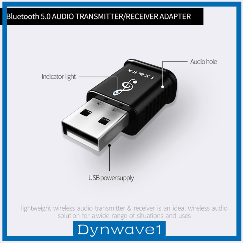 [DYNWAVE1]USB Bluetooth 5.0 Audio Adapter Transmitter Receiver for TV/PC AUX Speaker