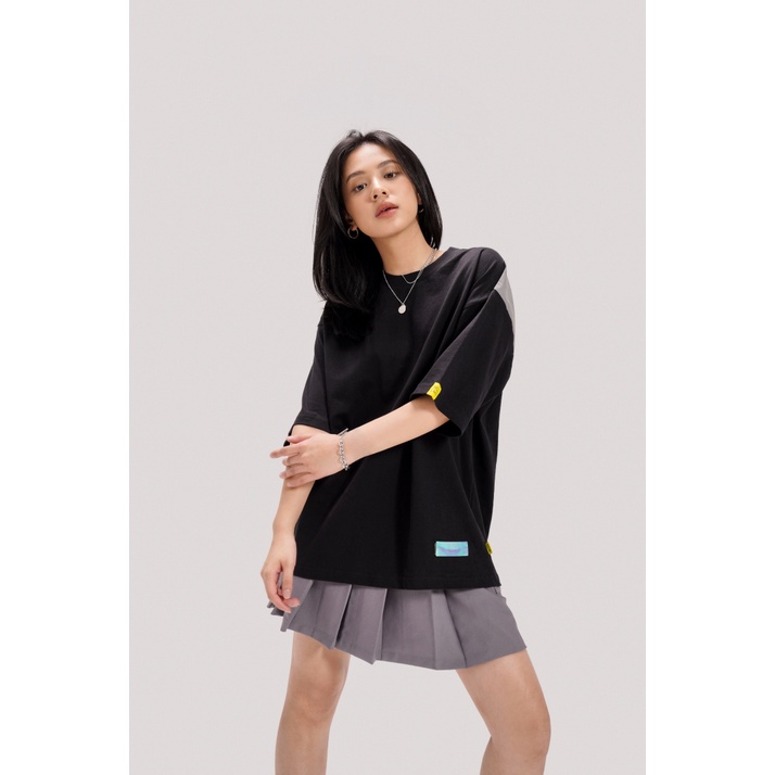 Áo Thun BOO Unisex Vải Cotton Cao Cấp Dáng Oversized Phối Vải Phản Quang BOOLAAB