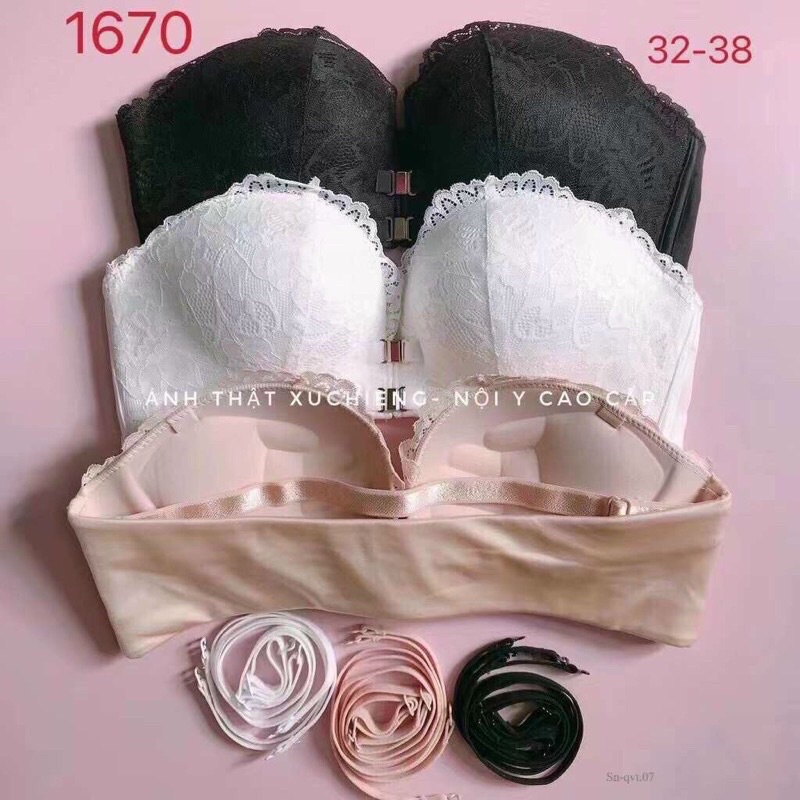 Áo lót quây không dây cài trước siêu chống tụt, siêu nâng ngực tạo khe bàn tay mềm mại, mặc đầm hở vai,có video thật