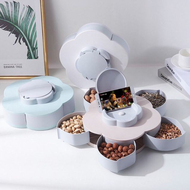 Khay mứt lúa mạch cánh hoa (có giá đỡ điện thoại)