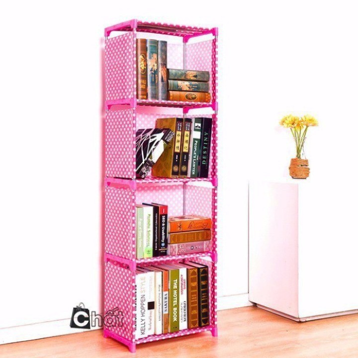 kệ sách - kệ sách treo tường inox lắp ghép tiên lợi có 4 tầng giá để sách dẽ dàng tháo lắp - ( ke_sa
