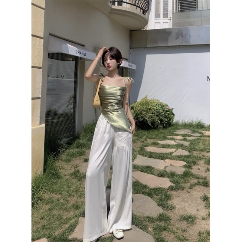 ÁO LỤA HAI DÂY VẠT CHÉO