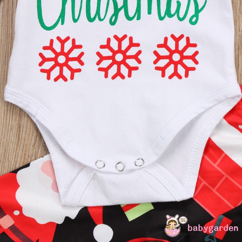 Christmas Newborn Baby Boy Girl Santa Tops Romper Bodysuit Pants Hat Outfits Set