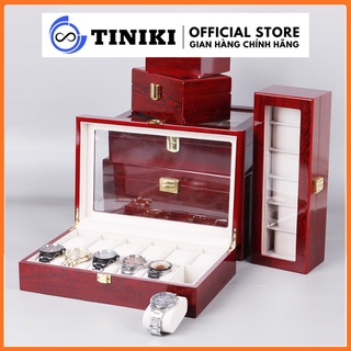 Hộp đựng đồng hồ nhiều ngăn vỏ gỗ sơn mài cao cấp - aeshop.01