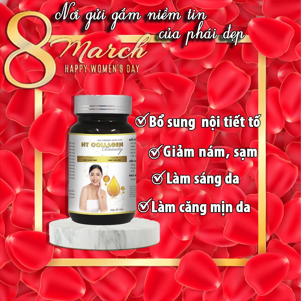 Glutathione viên uống HT COLLAGEN trắng da căng mịn  hiệu quả sau 1 tháng sử dụng