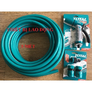 BỘ 5 MÉT ỐNG DÂY PVC TOTAL KHỚP NỐI ỐNG VÀ VÒI XỊT TƯỚI CÂY THPH2001 THWS030301 THWS010301