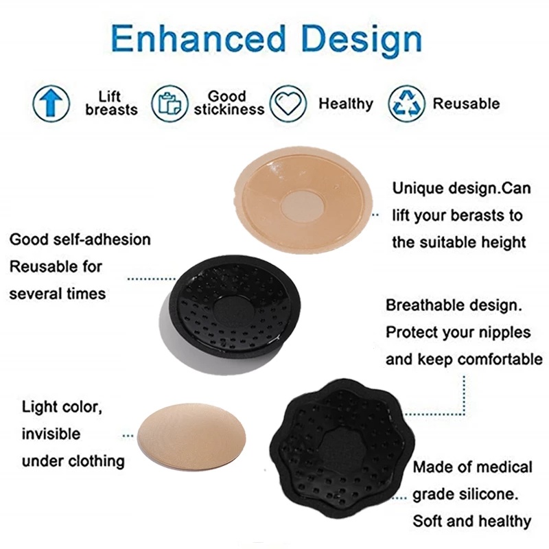 1 Cặp Miếng Dán Ngực Silicone Nâng Ngực Thoáng Khí Gợi Cảm Chống Bong Tróc Cho Bữa Tiệc