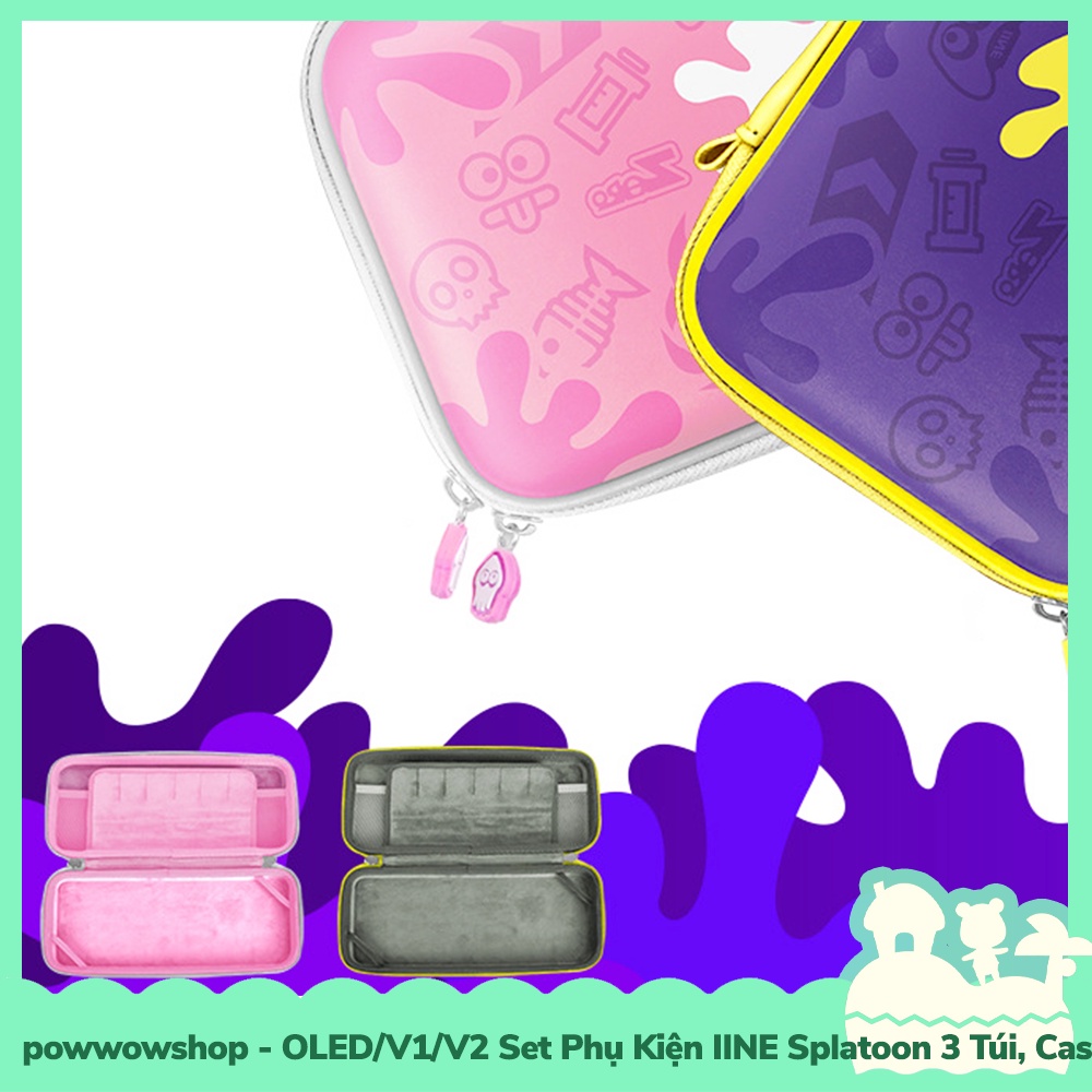 [Sẵn VN - Hỏa Tốc] Oled/V1/V2 Set Phụ Kiện IINE Túi, Hộp Băng, Case Ốp, Bọc Nút Cho Máy Game Nintendo Switch Splatoon 3