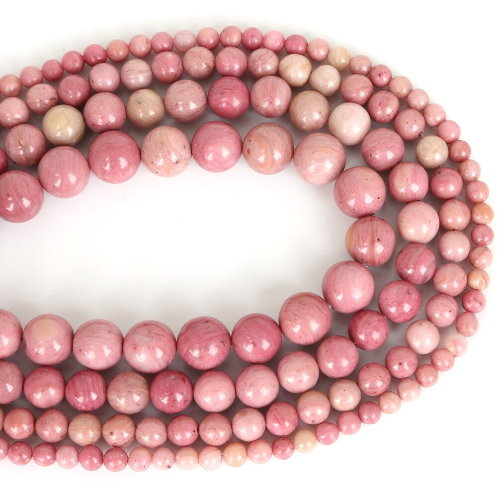 Chuỗi hạt đá rhodochrosite tự nhiên kích thước 4/6/8/10mm chuyên dùng làm đồ trang sức