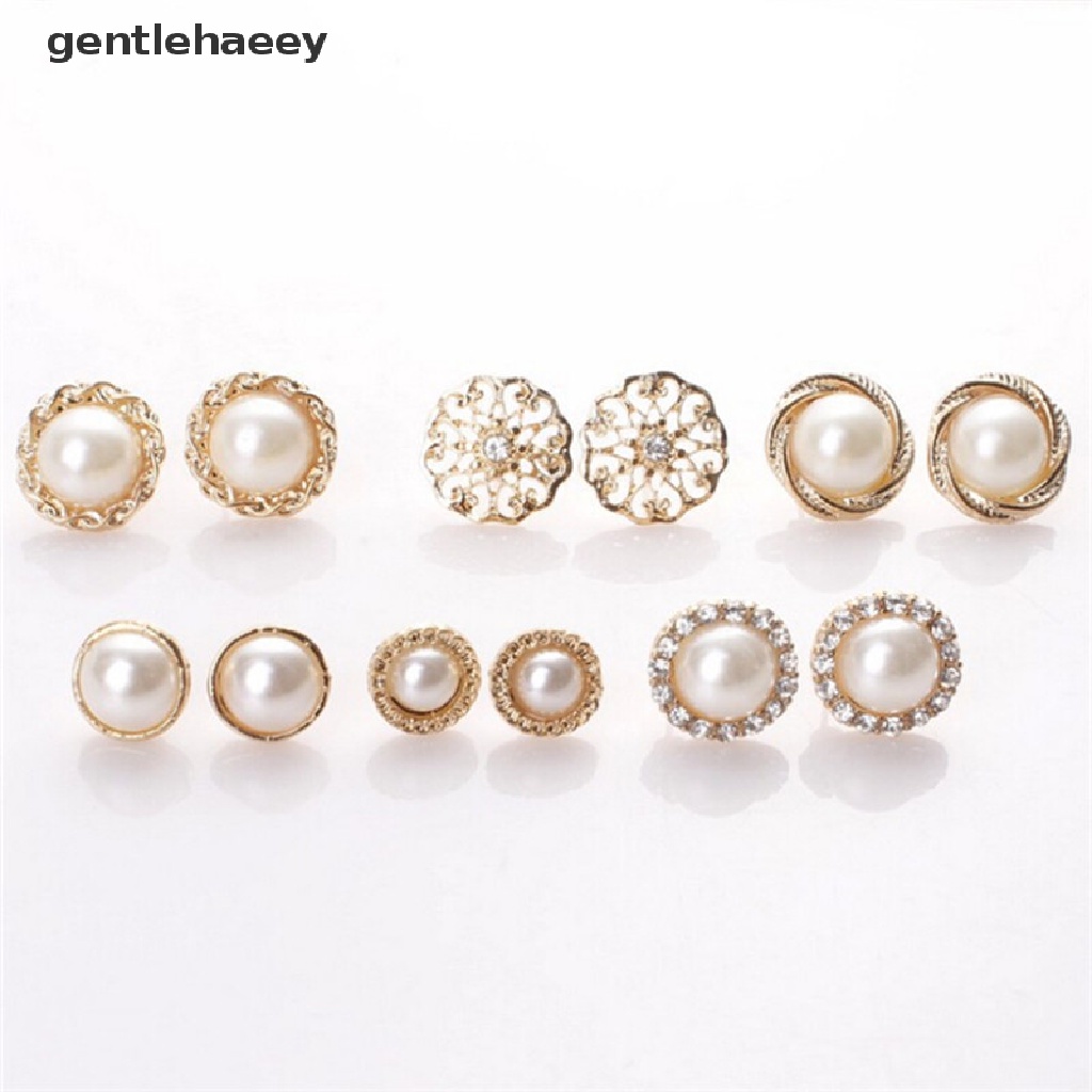 Set 6 Đôi Khuyên Tai Đính Hạt Giả Ngọc Trai Nhã Nhặn