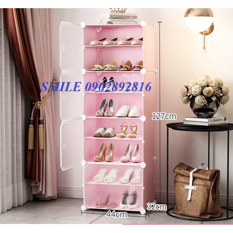 {MẪU MỚI VỀ} Tủ nhựa đựng giày lắp ghép 8 ngăn dọc để được 16 đôi giày - Kệ để giày đa năng