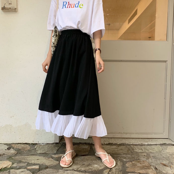 Chân Váy Chữ A Lưng Cao Dáng Rộng Phong Cách Hàn Quốc Thời Trang Mùa Hè Xinh Xắn Cho Nữ