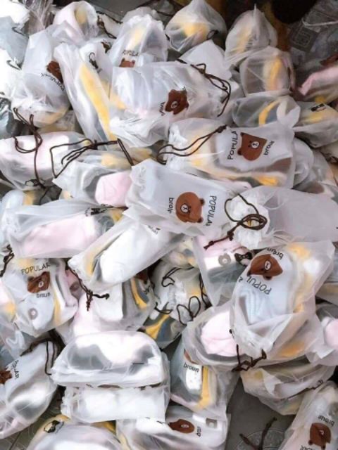 Tất cổ ngắn đính icon gấu Brown siêu dễ thương