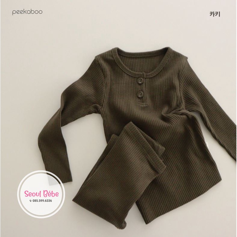 Bộ rời dài tay thu đông chất gân mỏng Golgi Peekaboo made in Korea