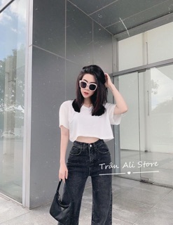 Áo phông cổ tim croptop
