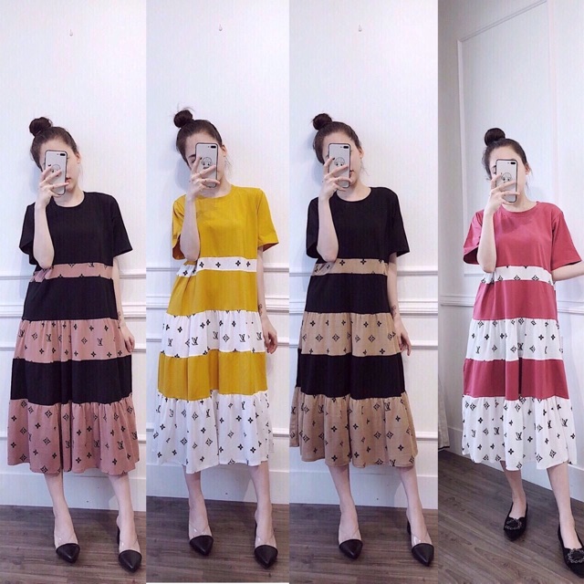 Váy bầu thiết kết đẹp 2019 cotton dáng dài