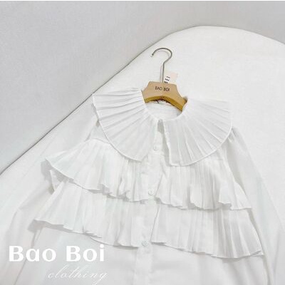 Áo sơ mi cổ sen xếp ly tầng bèo tiểu thư