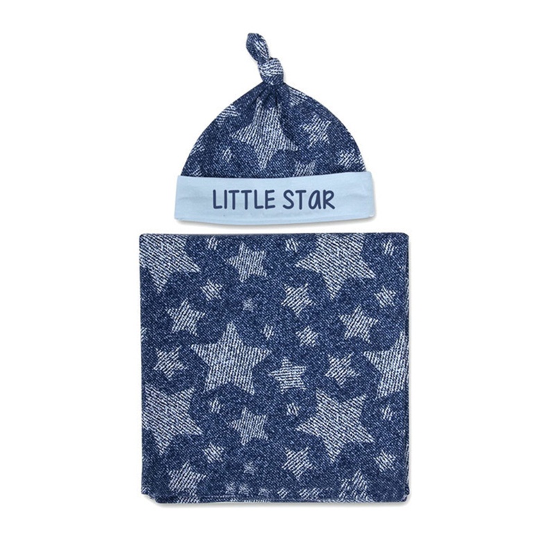 Bộ 2 Khăn Quấn Kèm Mũ Beanie Bằng Vải Sợi Nhỏ In Hoa / Động Vật Dễ Thương Cho Bé Sơ Sinh