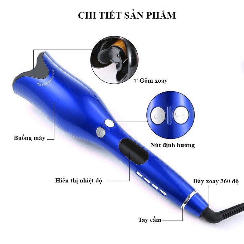 Máy Uốn Xoăn Tóc Xoay Tự Động 360 Độ Lõi Gốm Keratin Cao Cấp Công Nghệ Hoa Kỳ Tiêu Chuẩn Châu Âu Bảo Hành 6 Tháng