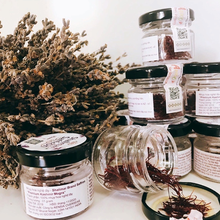 Nhụy Hoa Nghệ Tây Shalimar Saffron ẤN ĐỘ Set 1g Sợi To Dài Đỏ Giúp Ngủ Ngon Tăng Cường Sức Khỏe Đẹp Da