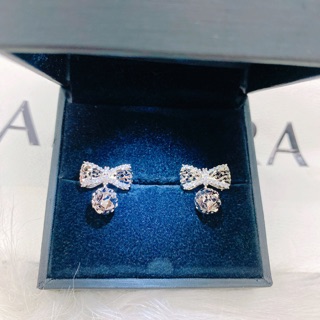 Bông tai nơ mạ bạch kim Italy - mẫu mới 2023