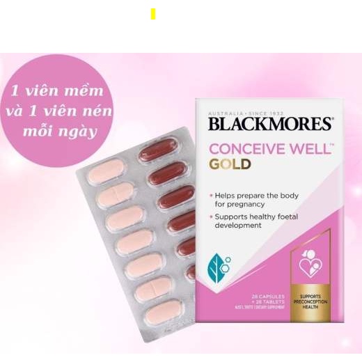 Viên uống tăng thụ thai bổ trứng Úc Blackmores Conceive Well Gold 56 viên