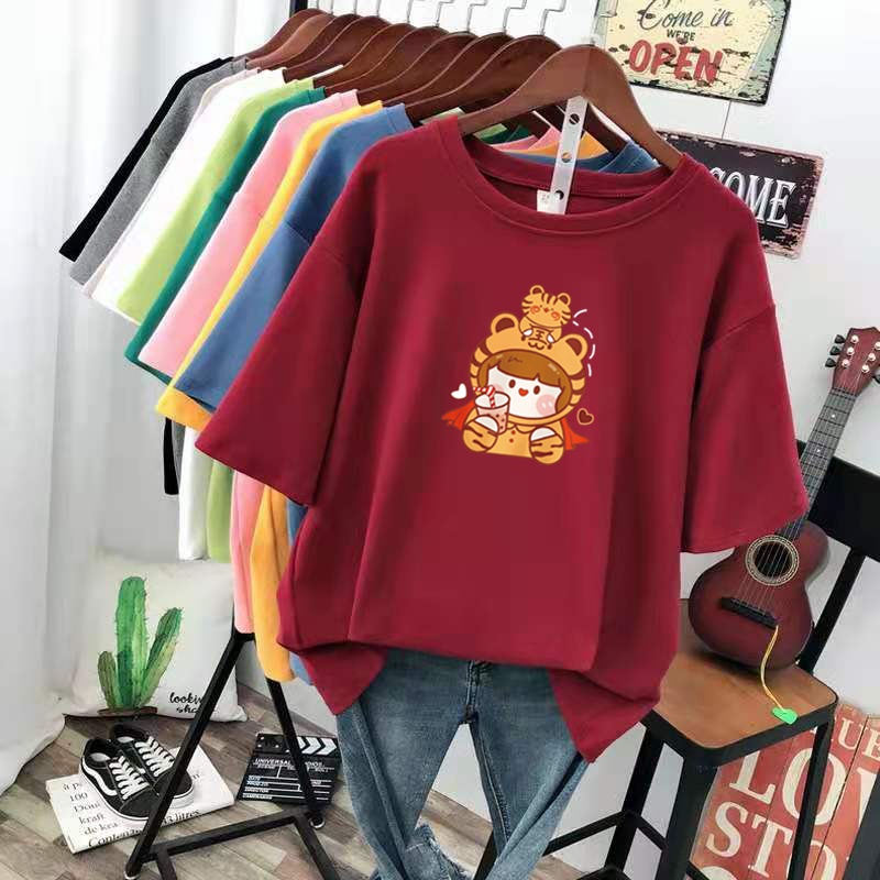 NRVP Áo thun tay ngắn cổ tròn in hình hổ năm mới Trung Hoa thời trang mùa hè cho nữ 2022