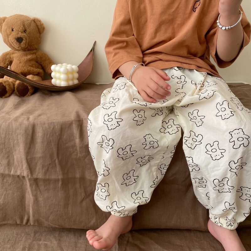 [Babycat] Hàng Có Sẵn Quần Dài Cotton Mỏng Màu Trơn Chống Muỗi Phong Cách Nhật Bản Hàn Quốc Thời Trang Mùa Hè Giản Dị Dành Cho Bé Trai Bé Gái