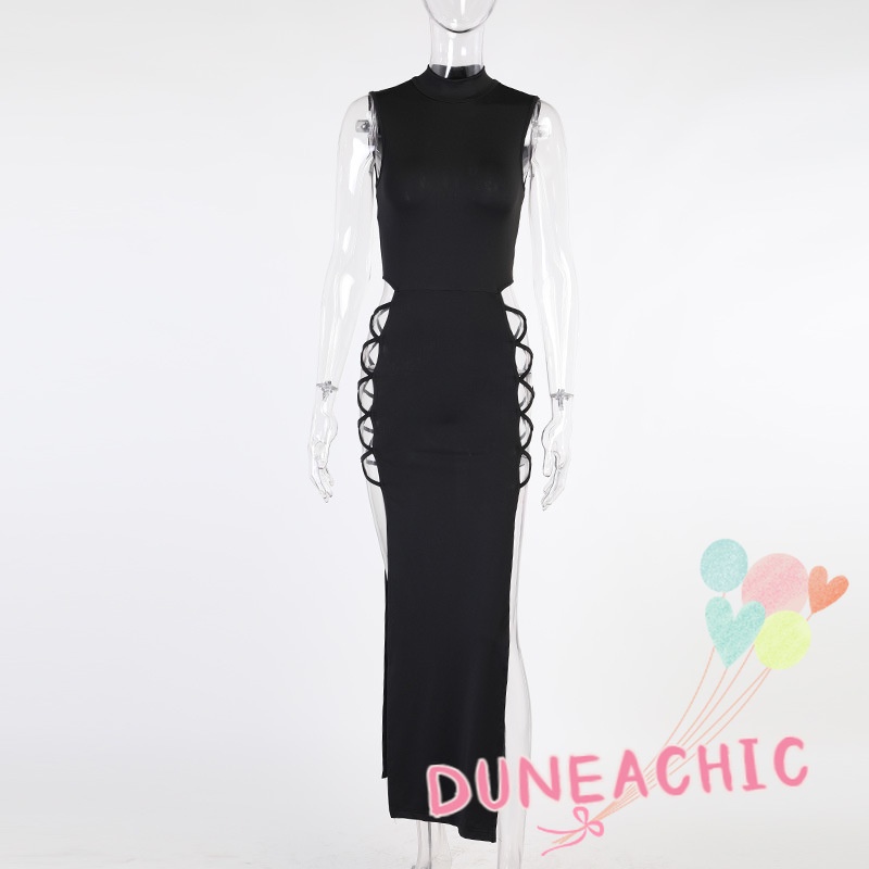 DUNEA Đầm Hai Dây Ôm Dáng Xẻ Tà Quyến Rũ Cho Nữ