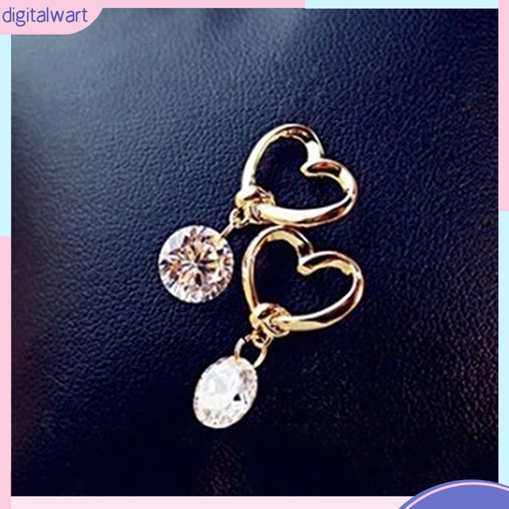 Cặp bông tai trái tim đính đá thời trang nữ