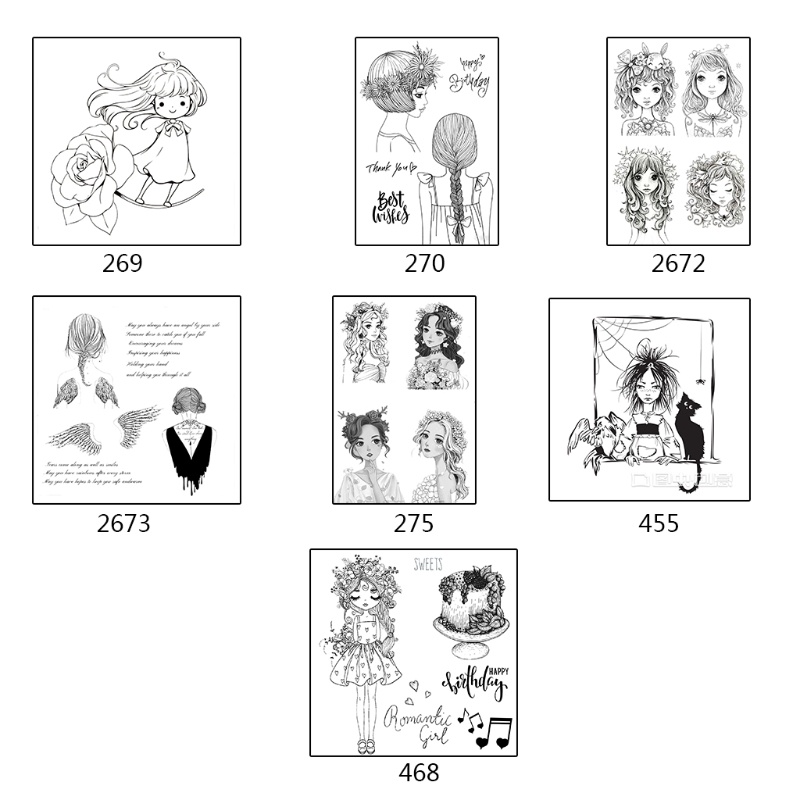 Bộ Con Dấu Silicone Trong Suốt Hình Cô Gái Trang Trí Album Ảnh