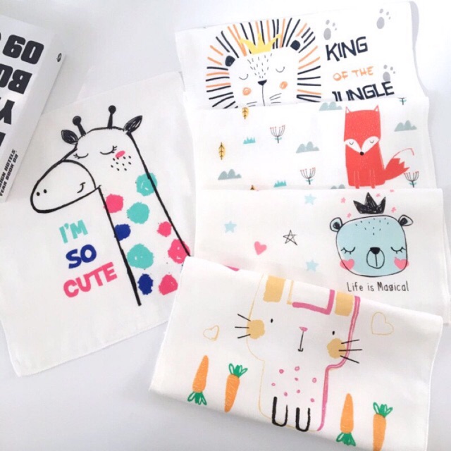 Set 5 Khăn mặt, khăn sữa, khăn xô cho bé