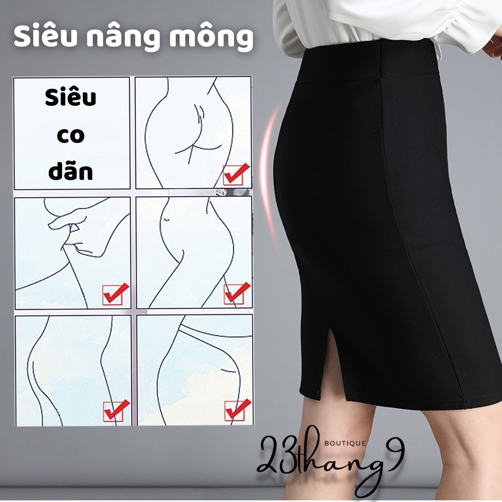 Chân váy công sở chân váy bút chì dáng dài dáng ngắn chất umi cao cấp cạp cao co giãn 4 chiều 23thang9