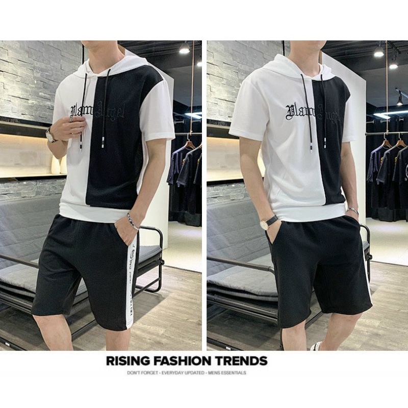Bộ quần áo thể thao nam hay bộ đồ mặc nhà có nón chất thun mè thoáng mát thời trang hè