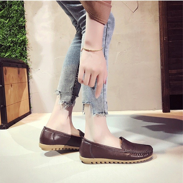 Giày slip on nữ, Giày Moca Nữ - giày lười da nữ cao cấp GN03 | BigBuy360 - bigbuy360.vn