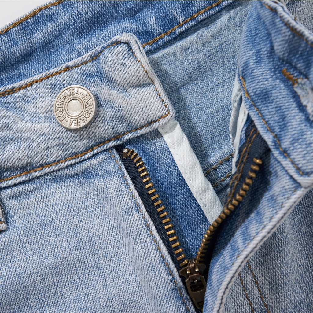 Quần Jean Nam Xanh Trơn ATINO Chất Liệu Jean Pha Spandex Form Slim-Fit QJ1.1038