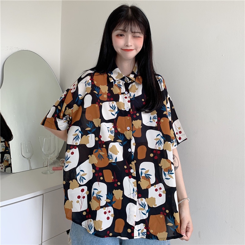 NRVP Áo Sơ Mi Dáng Rộng Thời Trang Hàn Quốc Cá Tính Cho Nữ