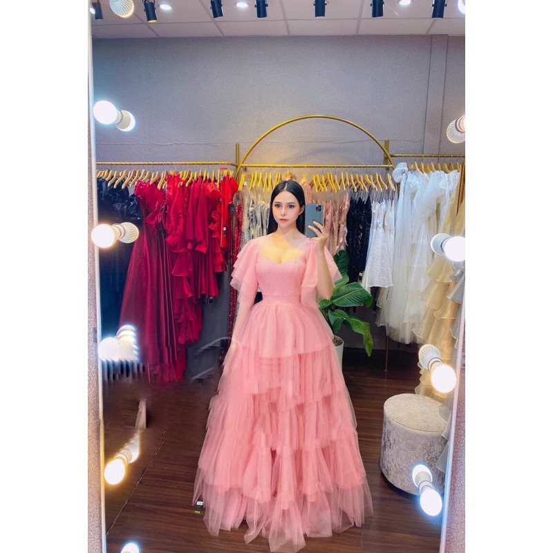 ĐẦM MAXI TAY LOE ĐINH CƯỜM ( ảnh và video thật 100000%)