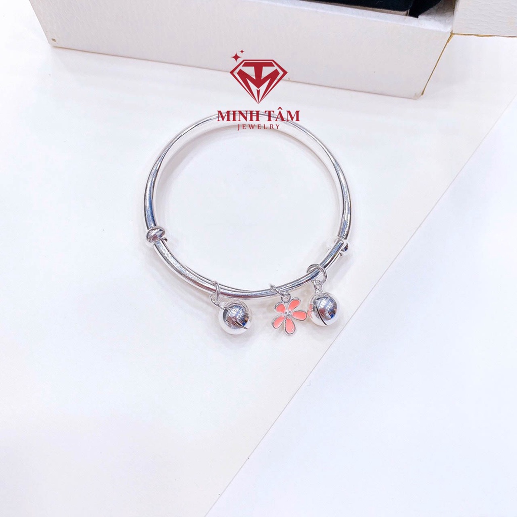 Vòng tay chuông bạc hoa daisy bạc ta cho bé Minh Tâm Jewelry