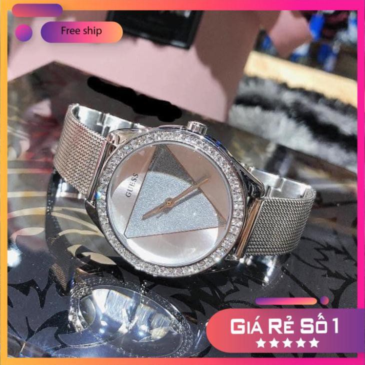 Đồng hồ nữ Guess U1142L1 mặt tròn , nhũ , viền đá , dây kim loại 36mm Full Box ⚜️Hàng Authentic⚜️