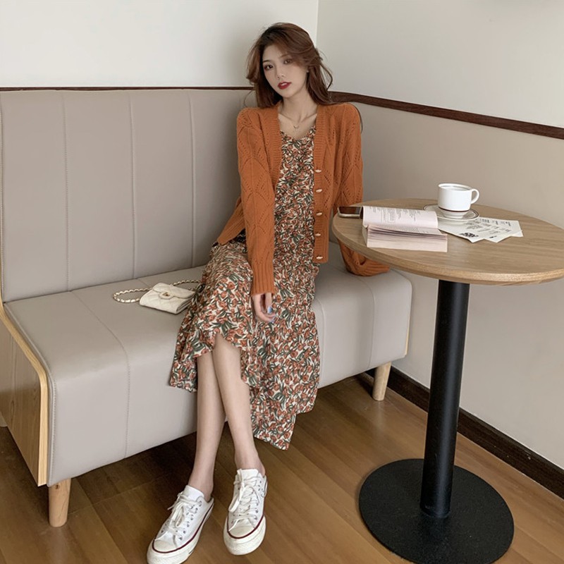 [Có sẵn] Váy 2 dây dáng dài áo cadigan len hàng Quảng Châu nữ tính cá tính ulzzang | BigBuy360 - bigbuy360.vn